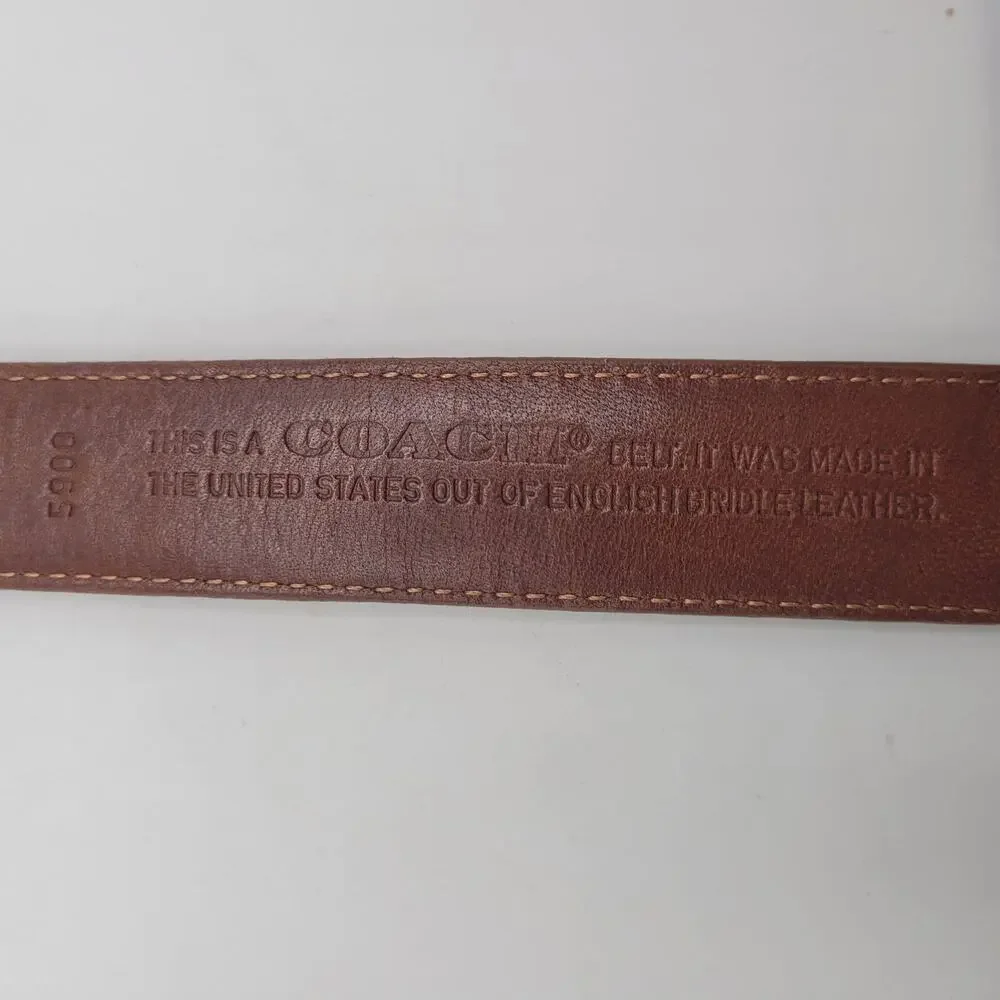 VTG Coach Belt Mens 30 Brown Leather English Bridle Dress Silver Buckle USA 5900